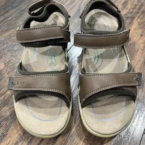 Orthofeet Malibu 962 Comfort Sandals Women Size 7.5 (2E) X- Wide Brown Leather